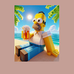 Свитшот хлопковый мужской Гомер Симпсон в стиле Майнкрафт с кружкой пива - н, цвет: пыльно-розовый — фото 2