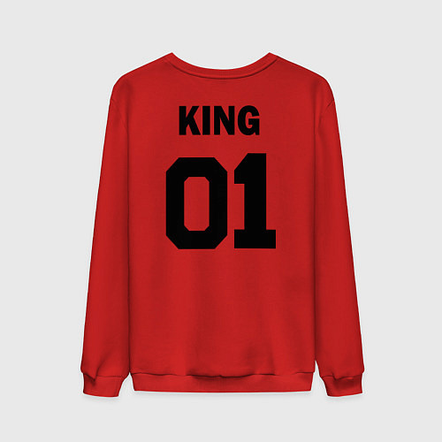 Мужской свитшот Черная футбольная надпись: король с номером 01 / Красный – фото 2