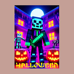 Свитшот хлопковый мужской Halloween and Minecraft - neon collaboration, цвет: пыльно-розовый — фото 2