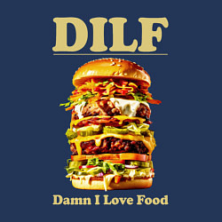 Свитшот хлопковый мужской DILF damn I love foods, цвет: тёмно-синий — фото 2