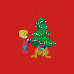 Свитшот хлопковый мужской Ребенок украшает елку, цвет: красный — фото 2