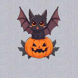 Свитшот хлопковый мужской Летучая мышь на тыкве, цвет: меланж — фото 2