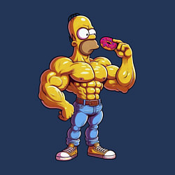 Свитшот хлопковый мужской Гомер культурист, цвет: тёмно-синий — фото 2