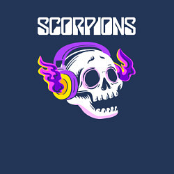 Свитшот хлопковый мужской Scorpions - неоновый череп, цвет: тёмно-синий — фото 2