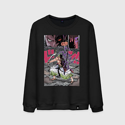 Свитшот хлопковый мужской Ван-Пис Зоро Ророноа техника, цвет: черный