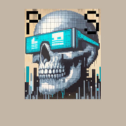 Свитшот хлопковый мужской Pixel skull - ai art fantasy, цвет: миндальный — фото 2