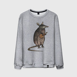 Свитшот хлопковый мужской Броненосец с укулеле, цвет: меланж