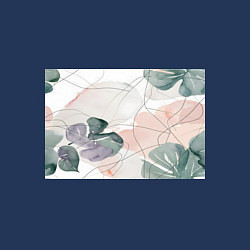 Свитшот хлопковый мужской Акварельные листья светлые, цвет: тёмно-синий — фото 2