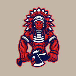 Свитшот хлопковый мужской Индеец с топором, цвет: миндальный — фото 2