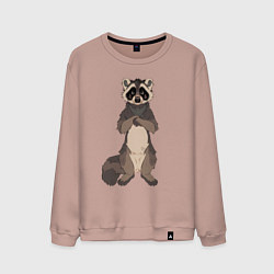 Свитшот хлопковый мужской Енот арт, цвет: пыльно-розовый