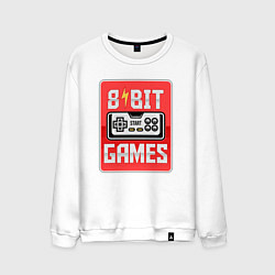 Свитшот хлопковый мужской 8 bit games, цвет: белый