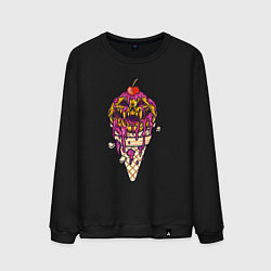 Свитшот хлопковый мужской Страшное мороженое, цвет: черный