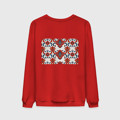 Мужской свитшот Узор красно-синий на белом фоне / Красный – фото 2