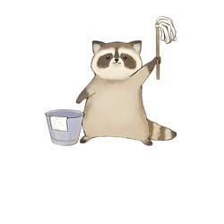 Свитшот хлопковый мужской Енот убирается, цвет: белый — фото 2