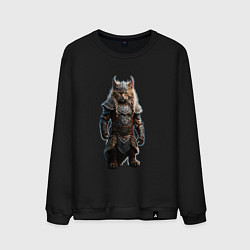 Свитшот хлопковый мужской Кот викинг, цвет: черный