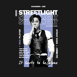 Свитшот хлопковый мужской Stray kids Changbin streetlight, цвет: черный — фото 2