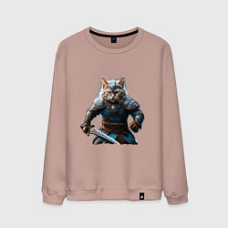 Свитшот хлопковый мужской Кот викинг, цвет: пыльно-розовый