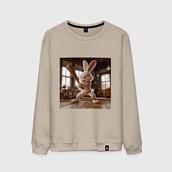 Свитшот хлопковый мужской Заяц и бейсбол, цвет: миндальный