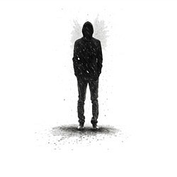 Свитшот хлопковый мужской Тёмный силуэт в капюшоне, цвет: белый — фото 2
