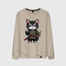 Мужской свитшот Крутой кот самурай