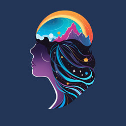 Свитшот хлопковый мужской Космос девушка силует, цвет: тёмно-синий — фото 2