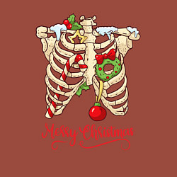 Свитшот хлопковый мужской Merry Christmas - skeleton, цвет: кирпичный — фото 2