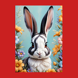 Свитшот хлопковый мужской Кролик в цветах, цвет: красный — фото 2