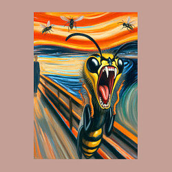 Свитшот хлопковый мужской Оса кричит на картине Эдварда Мунка - мем искусств, цвет: пыльно-розовый — фото 2