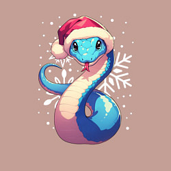 Свитшот хлопковый мужской Синяя змея с снежинками, цвет: пыльно-розовый — фото 2