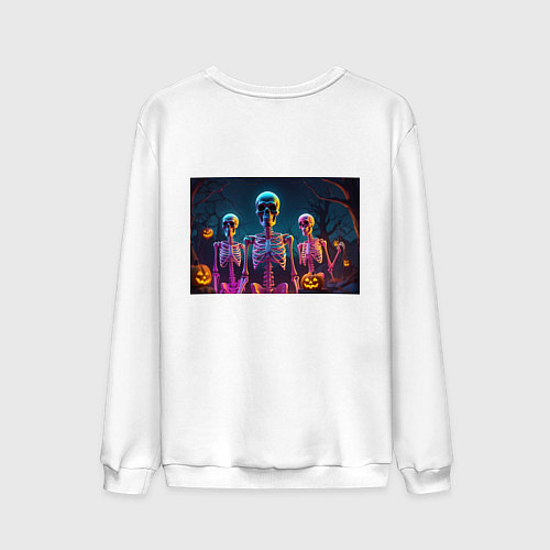 Мужской свитшот Страшилки скелеты / Белый – фото 2