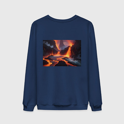 Мужской свитшот Текущая лава / Тёмно-синий – фото 2