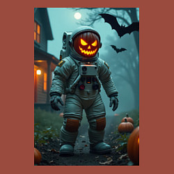 Свитшот хлопковый мужской Тыква Джек космонавт, цвет: кирпичный — фото 2