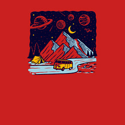 Свитшот хлопковый мужской Космическая дорога в горах, цвет: красный — фото 2