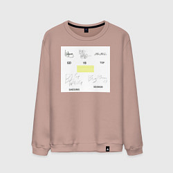 Свитшот хлопковый мужской Big bang подписи участников, цвет: пыльно-розовый
