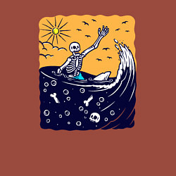 Свитшот хлопковый мужской Скелетик в море, цвет: кирпичный — фото 2