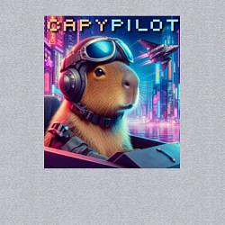 Свитшот хлопковый мужской Capybara is a cool pilot - ai art fantasy, цвет: меланж — фото 2
