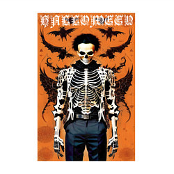 Свитшот хлопковый мужской Cool skeleton - halloween poster, цвет: белый — фото 2