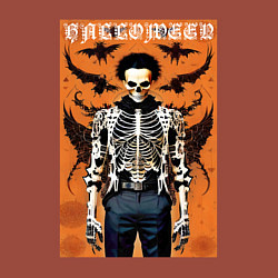 Свитшот хлопковый мужской Cool skeleton - halloween poster, цвет: кирпичный — фото 2