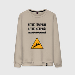 Свитшот хлопковый мужской Инженер авиационный, цвет: миндальный