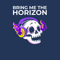 Свитшот хлопковый мужской Bring Me the Horizon - неоновый череп, цвет: тёмно-синий — фото 2