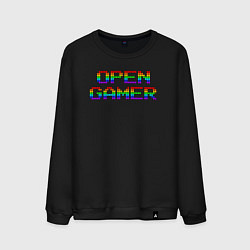 Свитшот хлопковый мужской Open gamer logo, цвет: черный
