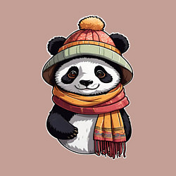 Свитшот хлопковый мужской Панда в шапке и шарфе, цвет: пыльно-розовый — фото 2