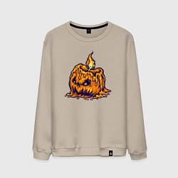 Свитшот хлопковый мужской Свеча в тыкве, цвет: миндальный