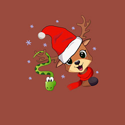 Свитшот хлопковый мужской Новогодний олень и змея, цвет: кирпичный — фото 2