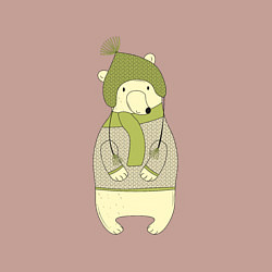 Свитшот хлопковый мужской Медведь в свитере, цвет: пыльно-розовый — фото 2