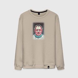 Свитшот хлопковый мужской Ганнибал Лектер из фильма Молчание Ягнят, цвет: миндальный