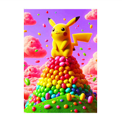 Свитшот хлопковый мужской Пикачу сидит на горе из монпансье, цвет: белый — фото 2