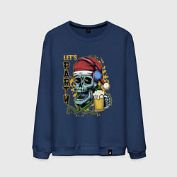 Свитшот хлопковый мужской Skull Santa, цвет: тёмно-синий