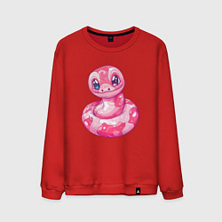 Свитшот хлопковый мужской Розовая новогодняя змея, цвет: красный