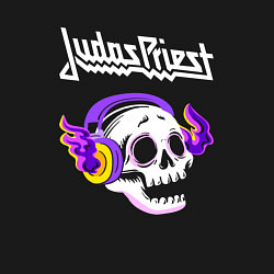 Свитшот хлопковый мужской Judas Priest - неоновый череп, цвет: черный — фото 2